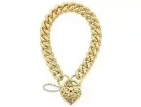 Bevilles Jewellery 9ct Yellow Gold Silver Infused Round Curb Filigree Padlock Bracelet offer