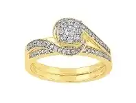 Bevilles Jewellery Two Ring Wedder Set with 1/3ct of Diamonds in 9ct Yellow Gold offer