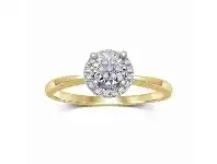 Bevilles Jewellery 9ct Yellow Gold 0.10ct Diamond Brilliant Claw Halo Ring offer