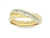 Bevilles Jewellery Baguette Set Ring with 0.17ct of Diamonds in 9ct Yellow Gold offer