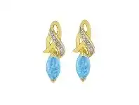 Bevilles Jewellery 9ct Yellow Gold Diamond Set Created Blue Opal Marquise Earrings offer