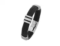 Bevilles Jewellery Stainless Steel Leather Bracelet offer