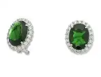 Bevilles Jewellery Sterling Silver Green Cubic Zirconia Earrings offer