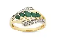 Bevilles Jewellery 9ct Yellow Gold Emerald & Diamond Ring offer
