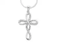 Bevilles Jewellery Sterling Silver Plain Loop Cross Necklace offer