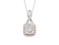 Bevilles Jewellery 9ct White and Rose Gold 0.50ct Diamond Square Set Pendant offer