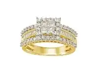 Bevilles Jewellery 9ct Yellow Gold Invisible Princess Set Diamond Ring offer