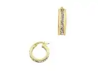 Bevilles Jewellery 9ct Yellow Gold Silver Infused Crystal Hoop Earrings 10mm offer