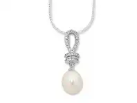 Bevilles Jewellery Sterling Silver Freshwater Pearl Knot Necklace offer