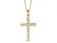 Bevilles Jewellery 9ct Yellow Gold Silver Filled Crystal Cross Necklace offer