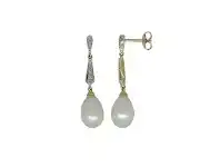 Bevilles Jewellery 9ct Yellow Gold 0.05ct Diamond Pearl Drop Studs offer