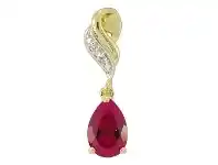 Bevilles Jewellery 9ct Yellow Gold Diamond Set Created Ruby Necklace offer