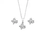 Bevilles Jewellery Children's Sterling Silver Butterfly Necklace & Earring Set offer