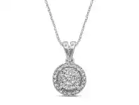 Bevilles Jewellery Martina Halo Necklace with 1/5ct of Diamonds in 9ct White Gold offer