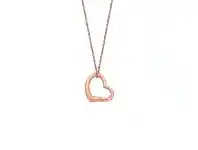 Bevilles Jewellery 9ct Rose Gold Silver Infused Floating Open Heart Necklace offer