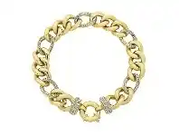 Bevilles Jewellery 9ct Yellow Gold Silver Filled Bolt Ring & Crystal Bracelet offer
