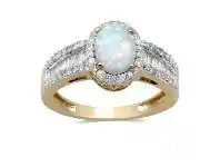 Bevilles Jewellery 9ct Yellow Gold Created Opal and Diamond Ring offer