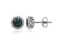 Bevilles Jewellery Sterling Silver 0.65ct Blue Treated Diamond Earrings offer
