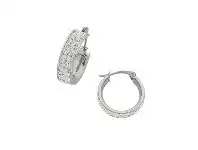Bevilles Jewellery Stainless Steel White Crystal Pave Hoop Earrings offer