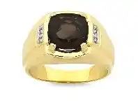 Bevilles Jewellery Diamond Set Smokey Quartz Gents Ring offer