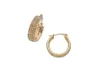 Bevilles Jewellery Stainless Steel Rose Crystal Pave Hoop Earrings offer