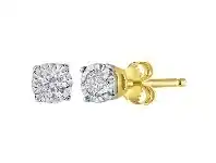 Bevilles Jewellery 9ct Yellow Gold Diamond Set Miracle Stud Earrings offer