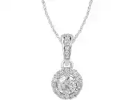 Bevilles Jewellery Love by Michelle Beville Halo Solitaire Necklace with 0.40ct of Diamonds in 18ct White Gold offer