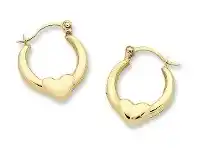 Bevilles Jewellery Childrens 9ct Yellow Gold Silver Filled Heart Hoop Earrings-10mm offer