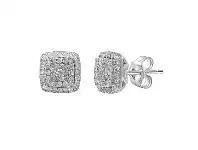 9ct White Gold 0.50ct Diamond Square Stud Earrings