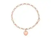 Bevilles Jewellery 9ct Rose Gold Silver Infused Heart Charm Bracelet offer