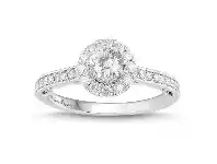 Bevilles Jewellery Love by Michelle Beville Halo Solitaire Ring with 0.85ct of Diamonds in 18ct White Gold offer