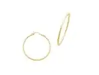 Bevilles Jewellery 9ct Yellow Gold Diamond Cut Plain Hoop Earring 25mm offer