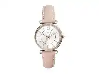 Bevilles Jewellery Fossil Carlie Pink Leather Watch ES4484 offer