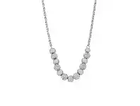 Bevilles Jewellery Stainless Steel White 6mm Plain Ball And Pave Ball Necklace offer