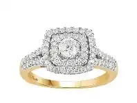 Bevilles Jewellery Love by Michelle Beville Halo Solitaire Square Ring with 1.00ct of Diamonds in 18ct Yellow Gold offer