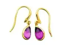 Bevilles Jewellery Purple Amethyst Drop Earrings in 9ct Yellow Gold offer