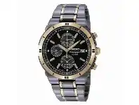 Bevilles Jewellery Seiko Mens Chronograph Black and Gold IP Watch SNAA30P9 offer