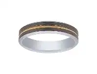 Bevilles Jewellery Stanton Made for Men 5mm Tungsten Groove with Gold Plated Centre Stripe Ring 5mm offer