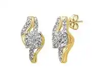 9ct Yellow Gold 0.25ct Diamond Flame Stud Earrings
