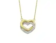 Bevilles Jewellery 9ct Yellow Gold Silver Infused Interlocked Hearts Necklace offer