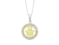 Bevilles Jewellery Sterling Silver Yellow Plated Hamsa Hand Cubic Zirconia Halo Necklace offer