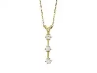 Bevilles Jewellery 9ct Yellow Gold Silver Infused Triple Cubic Zirconia Drop Bar Necklace offer