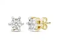 Bevilles Jewellery Miracle Star Look Diamond Set Earrings in 9ct Yellow Gold offer