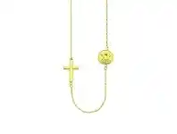 Bevilles Jewellery 9ct Yellow Gold Silver Infused Cross & Angel Pendant Necklace offer