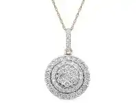 Bevilles Jewellery Double Halo Necklace with 1.00ct of Diamonds in 9ct Yellow Gold offer
