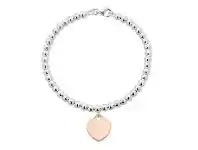 Bevilles Jewellery Stainless Steel White Ball Rose Heart Disc Bracelet offer