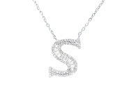 Bevilles Jewellery Sterling Silver Cubic Zirconia Initial Necklace - Most Initials Available - S offer