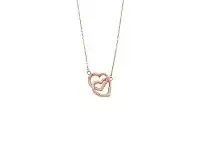 Bevilles Jewellery 9ct Rose Gold Silver Infused Twin Hearts Necklace offer