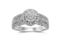Bevilles Jewellery Martina Halo Ring with 3/4ct of Diamonds in 9ct White Gold offer