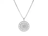 Bevilles Jewellery Crystal Geo Disc Necklace in Stainless Steel offer